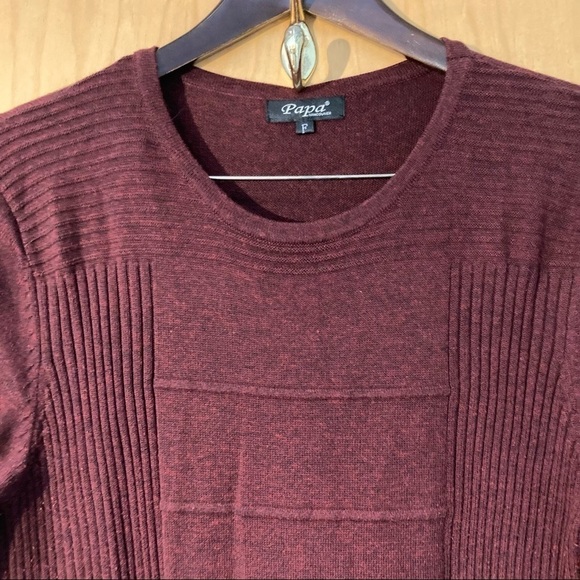 PAPA VANCOUVER Sz L Cocoon Knit Side Ribbed Jersey Crew Neck  Tunic Dress - Picture 3 of 7